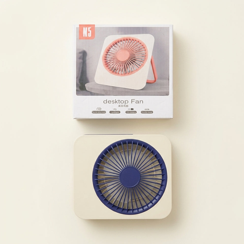 Small Portable Table Fan | 1200mAh Rechargeable Battery | 5 Speed USB Fan with Electric Display