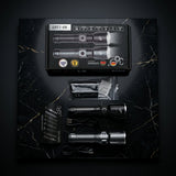 KF-1107 LED Tactical Flashlight Kit, 2-Pack, Black Aluminium, 1000 Lumens, Zoomable Focus, Water Resistant, 15cm Length, Battery Powered,3000 mah 3 Modes, for Camping and Hiking
